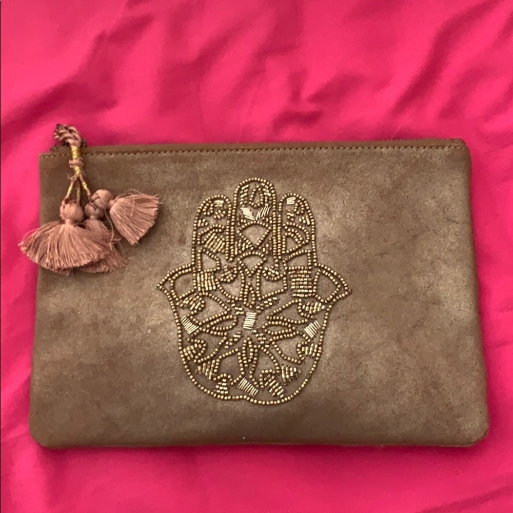 Lucky Brand beaded Hamsa pouch